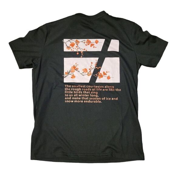 2/$20 Shein Black Sakura Flower Top Tee Tshirt Size: Small - Picture 1 of 4